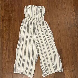 UO Strapless Striped Culotte Jumpsuit